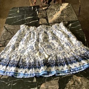 Beach lunch lounge navy white floral cottage core skater skirt size large